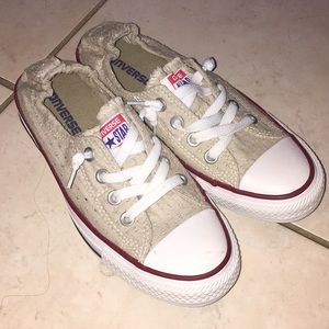 Tan slip on Converse